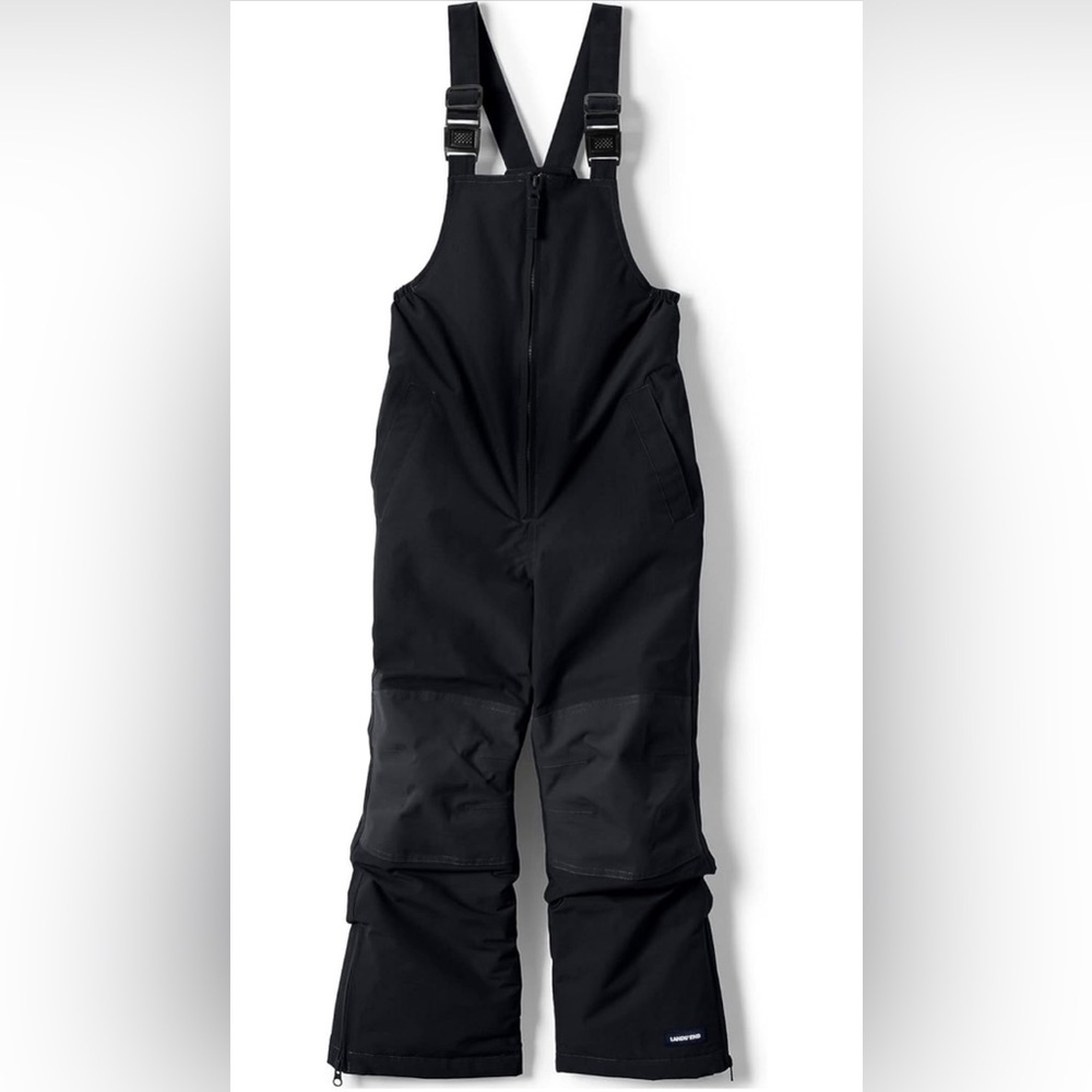 Boys Lands End Ski Snow Bib Overalls, Black, size 7